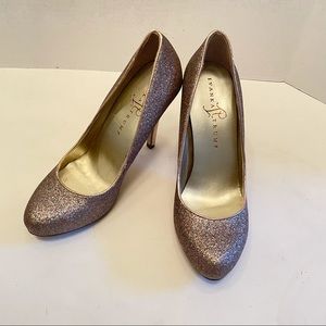 Ivanka Trump Women Classic Pump Slim Heel Shoes Pink silver Slip On Glitter 6.5M